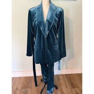 Teal Velvet Suit INC International Concepts Velvet Wrap Blazer L & Leggings M